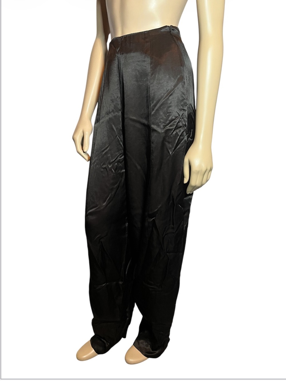 Massimo Dutti Satin Black Dress Pants - Classic Straight-Leg